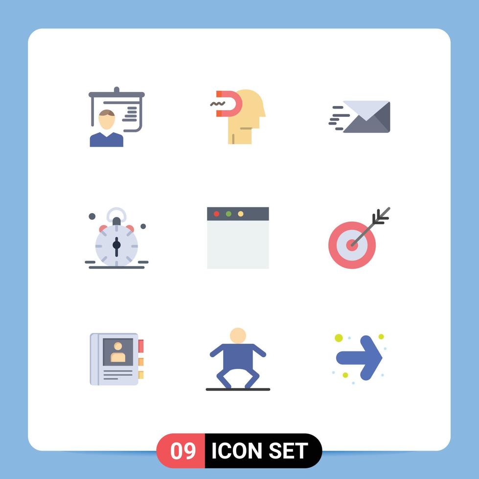 Pictogram Set of 9 Simple Flat Colors of app bell lead time alarm Editable Vector Design Elements
