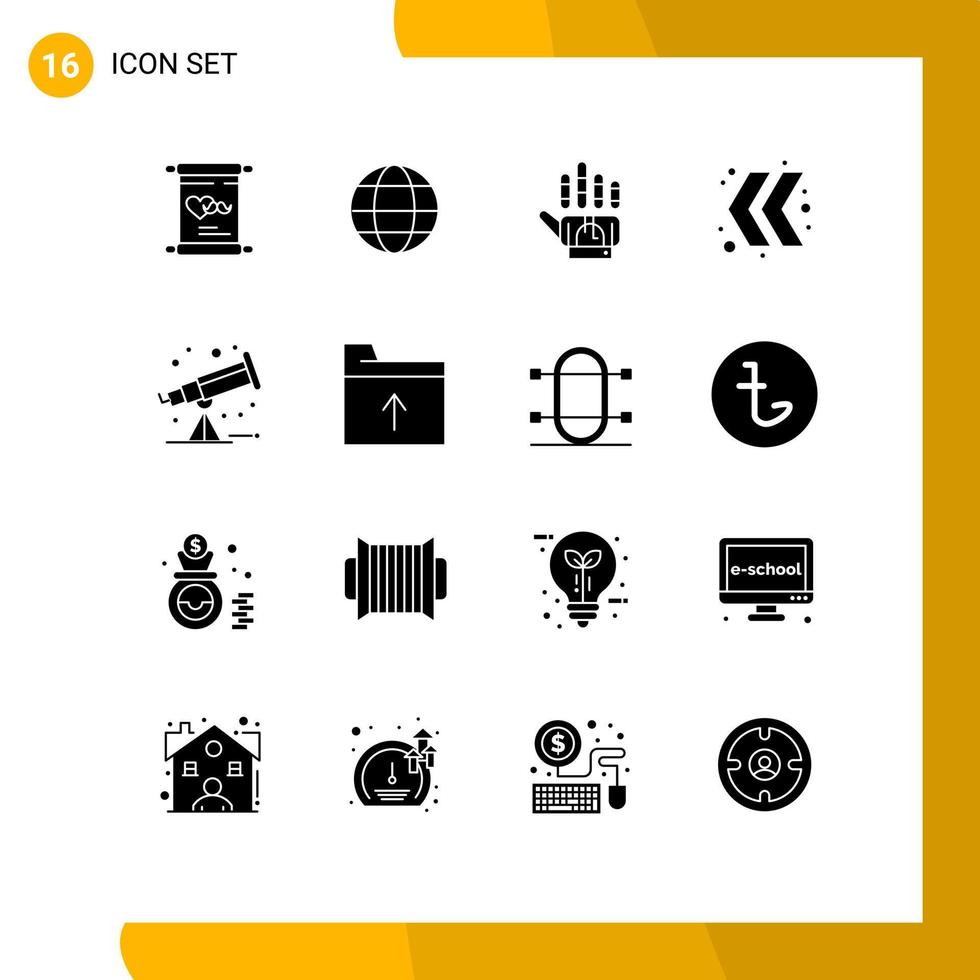 16 Creative Icons Modern Signs and Symbols of document space golve astronomy chevron Editable Vector Design Elements