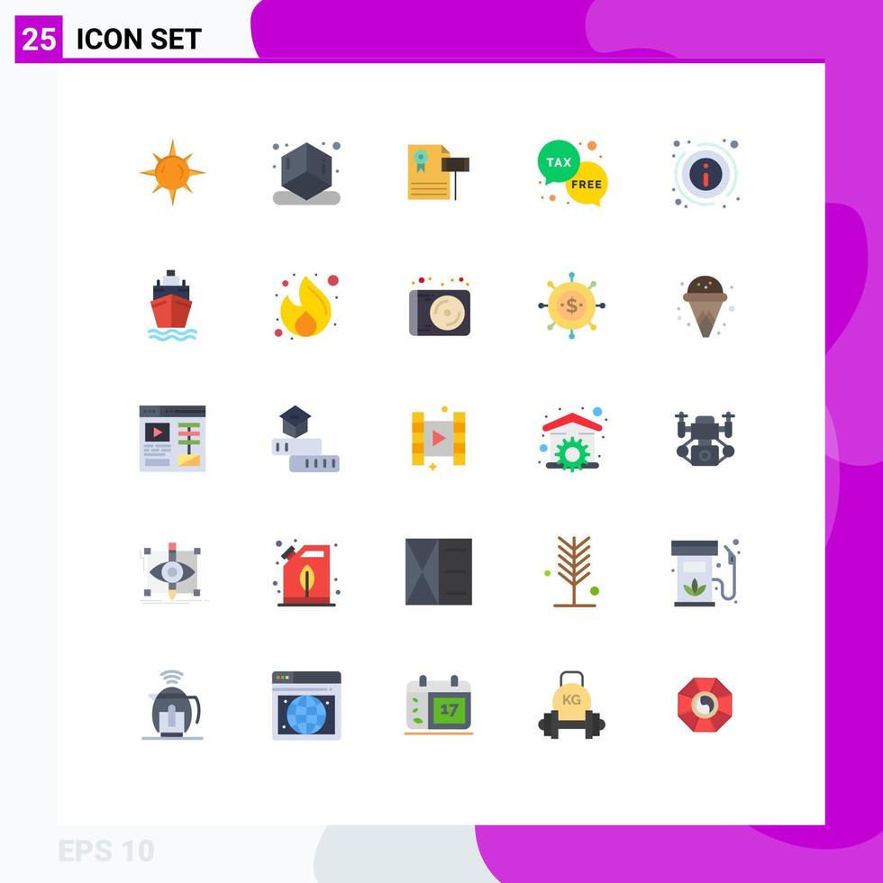 Modern Set of 25 Flat Colors Pictograph of info tax expensive money finance Editable Vector Design Elements