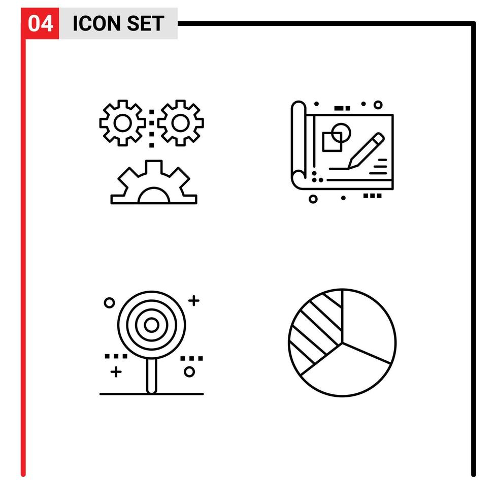 4 User Interface Line Pack of modern Signs and Symbols of applied science idea mechanization business celebration Editable Vector Design Elements