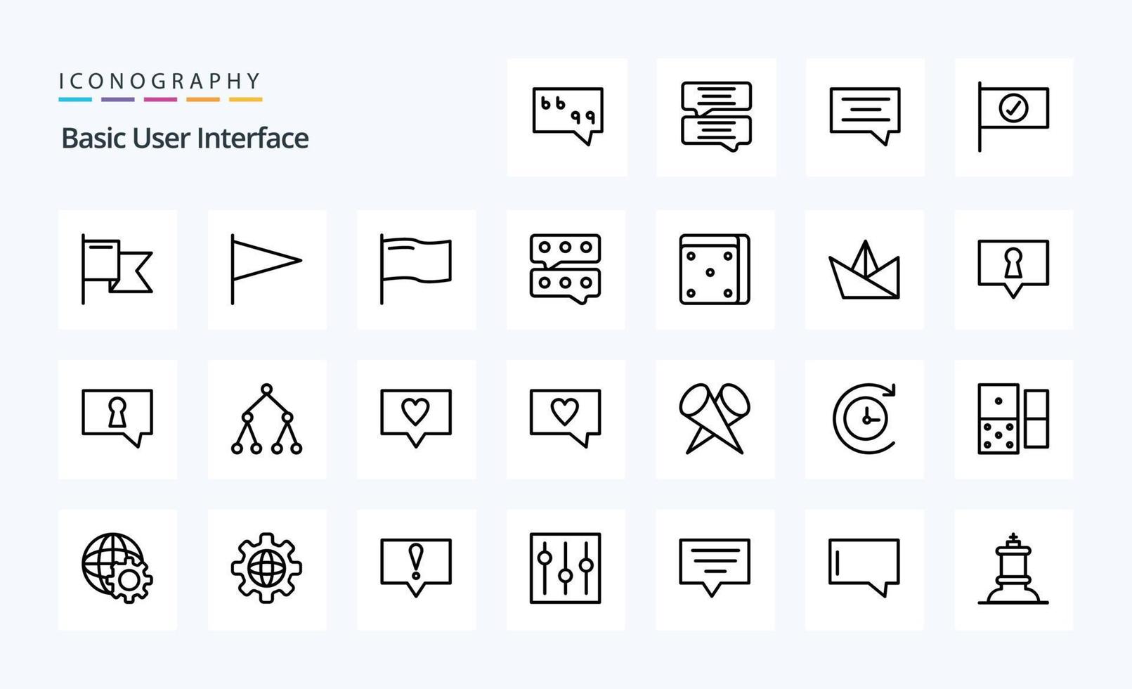 25 Basic Line icon pack vector