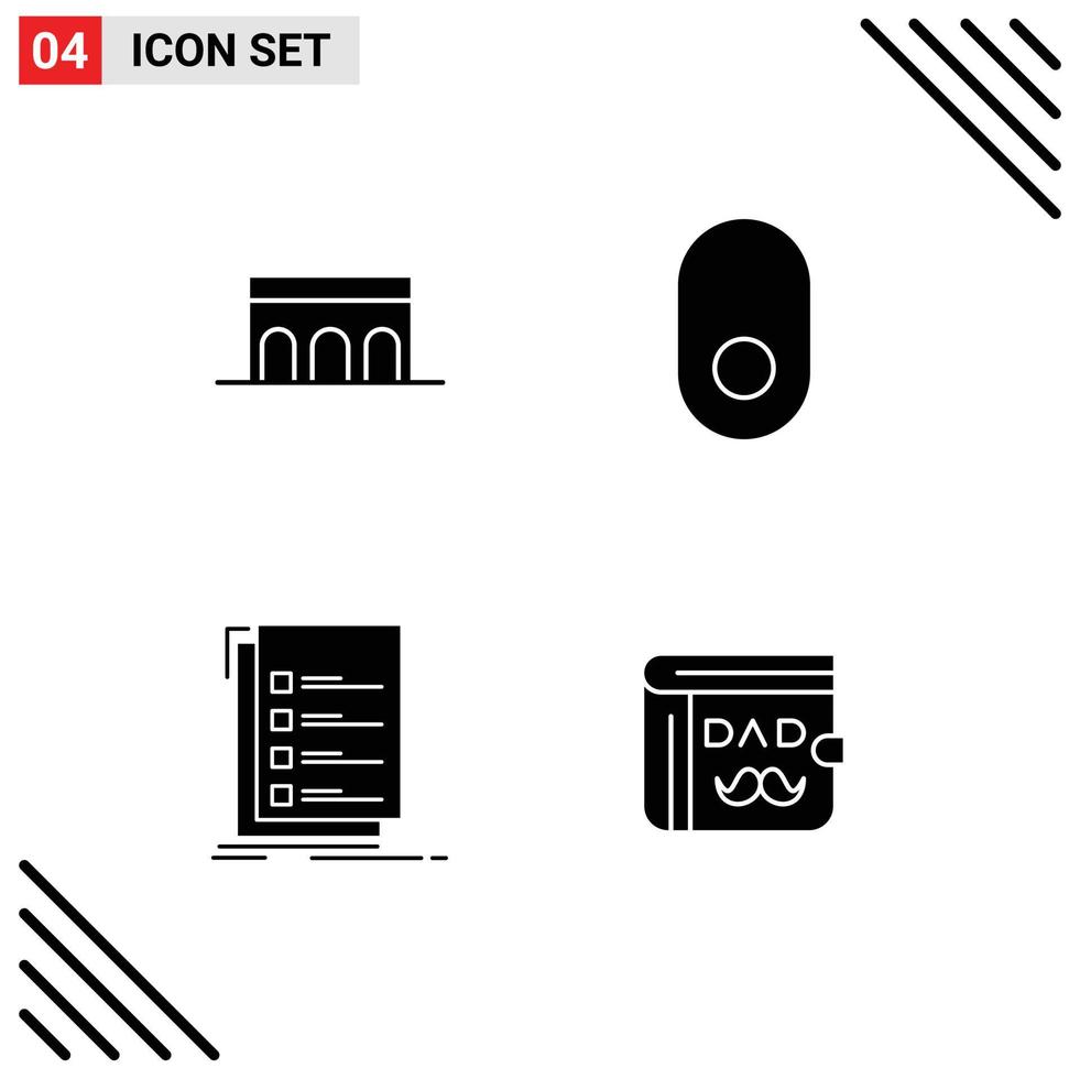 4 Solid Glyph concept for Websites Mobile and Apps arch checklist historic mouse task Editable Vector Design Elements
