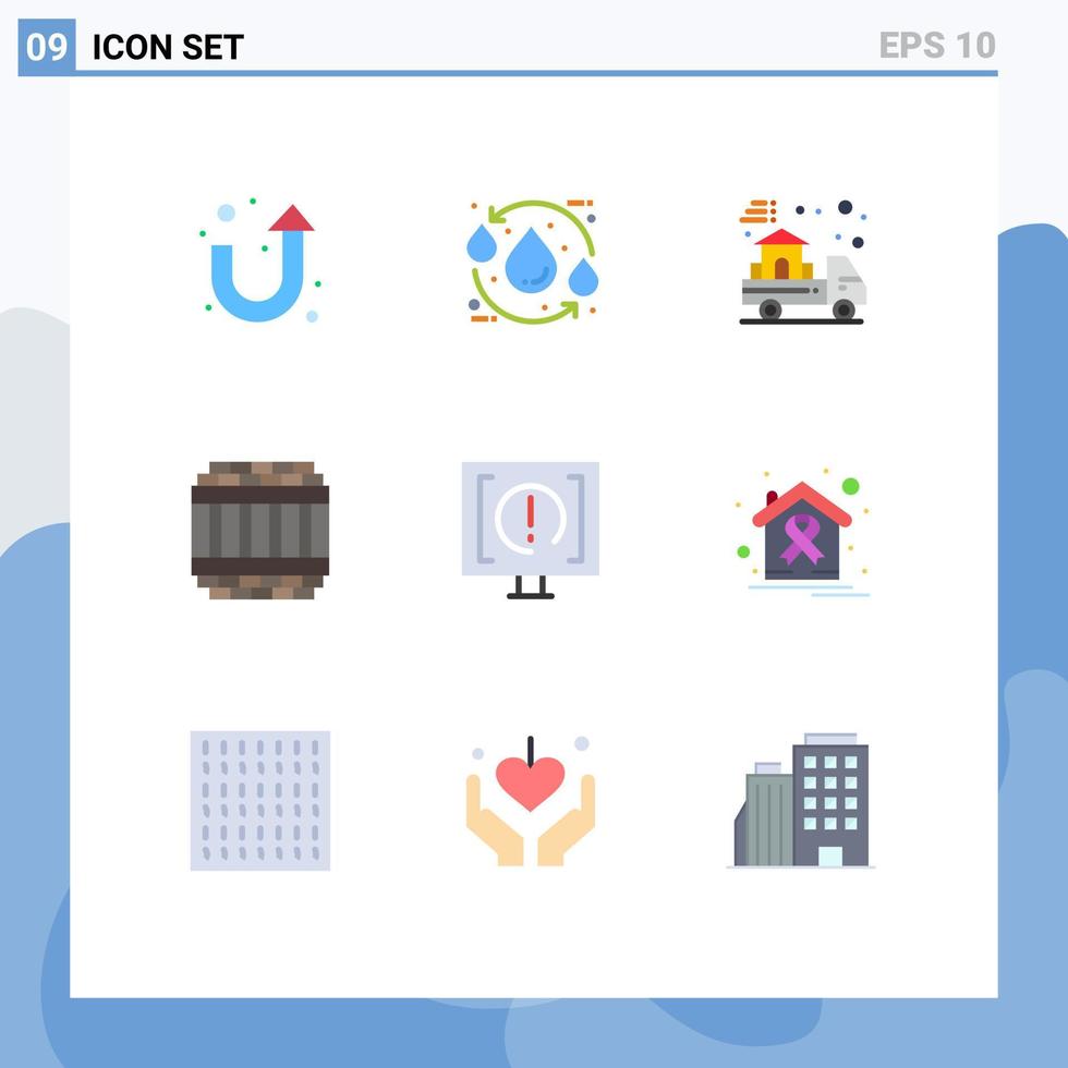 Pack of 9 Modern Flat Colors Signs and Symbols for Web Print Media such as customer prison delivery jail architecture Editable Vector Design Elements