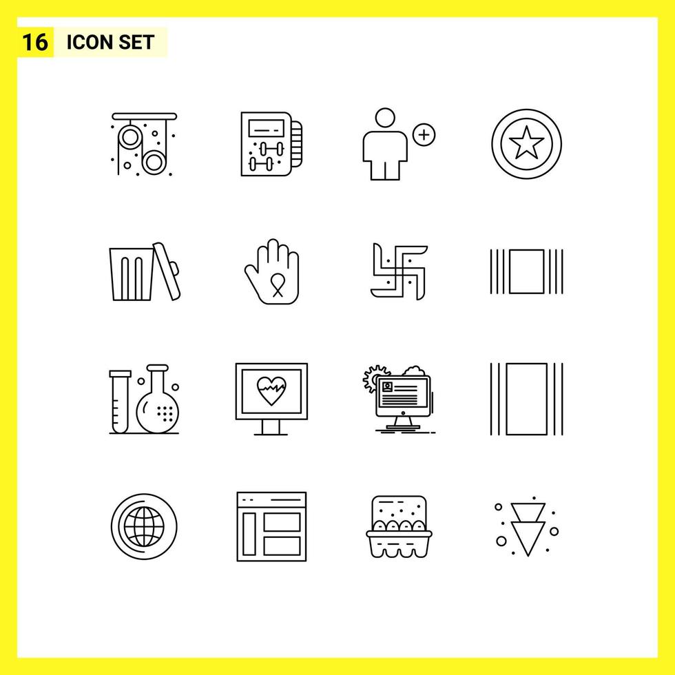 Group of 16 Outlines Signs and Symbols for environment business add coin new Editable Vector Design Elements
