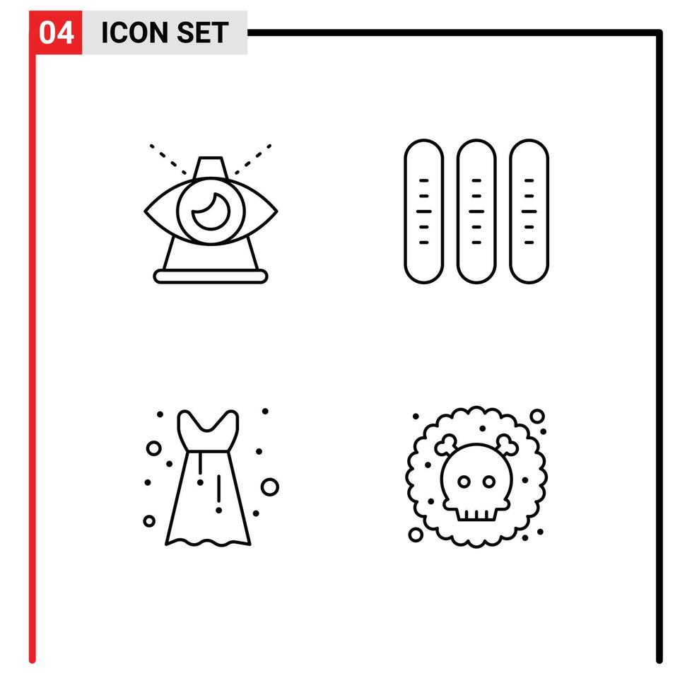 4 User Interface Line Pack of modern Signs and Symbols of business loaf of event frock Editable Vector Design Elements