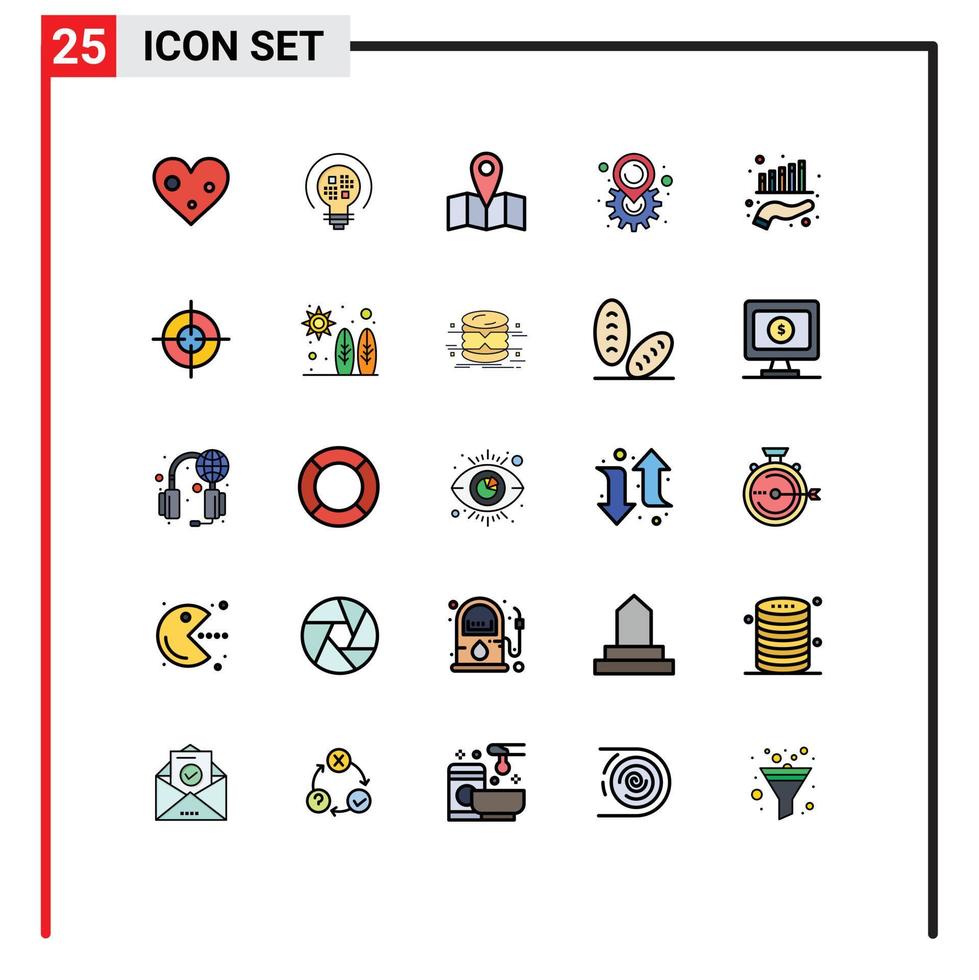 25 iconos creativos, signos y símbolos modernos de crecimiento, configuración de ubicación de negocios, ubicación, elementos de diseño de vectores editables