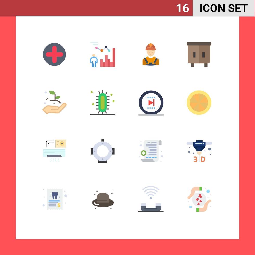 Modern Set of 16 Flat Colors Pictograph of interior drawer person decor engineer Editable Pack of Creative Vector Design Elements
