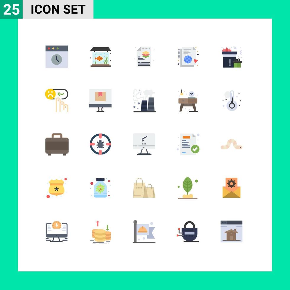 grupo de símbolos de iconos universales de 25 colores planos modernos de proceso de sincronización de celebración elementos de diseño vectorial editables de archivos de internet vector