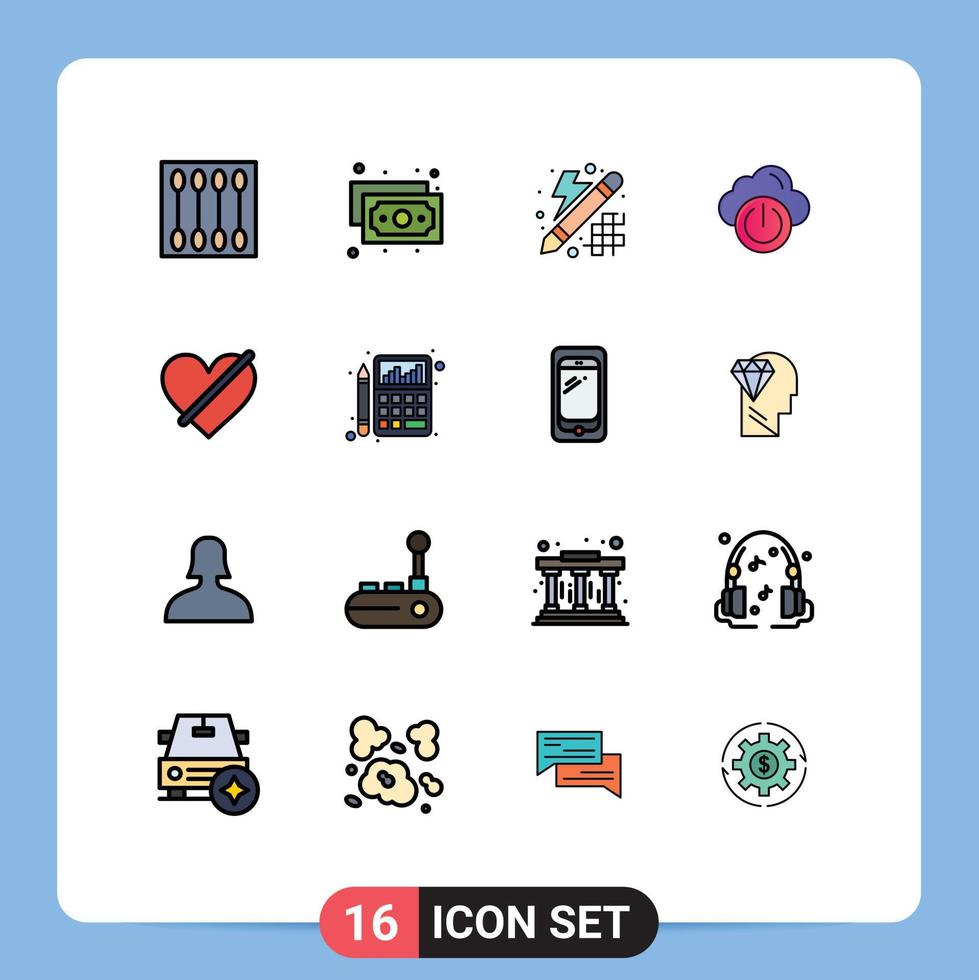 conjunto de 16 iconos de interfaz de usuario modernos signos de símbolos para acceder a elementos de diseño de vectores creativos editables en la nube de red creativa