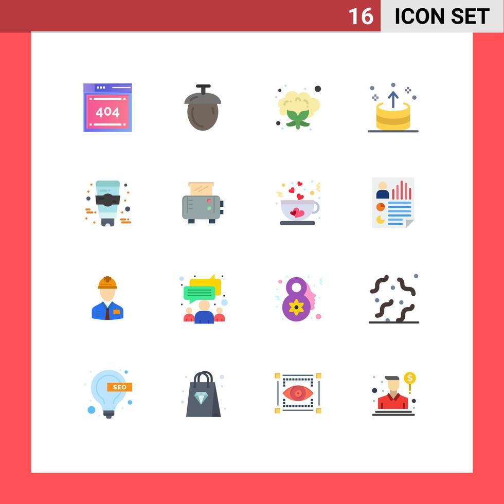 Flat Color Pack of 16 Universal Symbols of skin care cream food up export Editable Pack of Creative Vector Design Elements