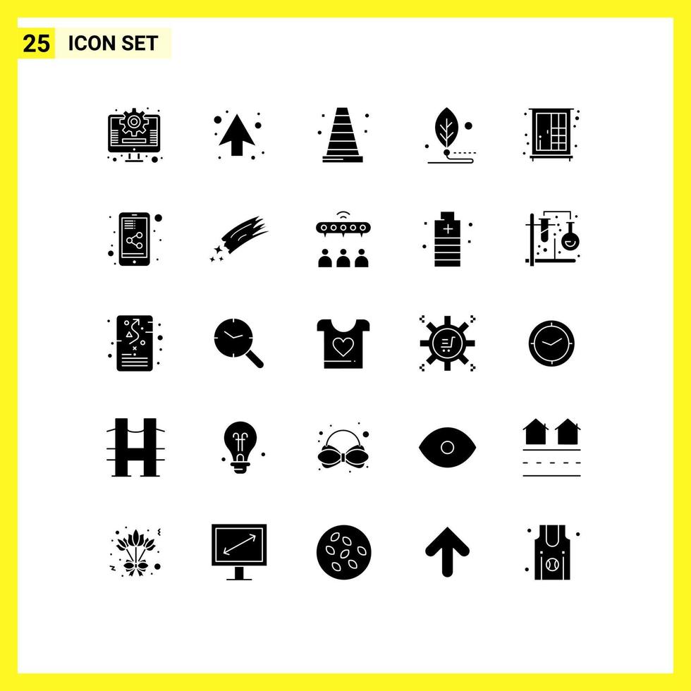 Group of 25 Solid Glyphs Signs and Symbols for interior cupboard tools life digital Editable Vector Design Elements