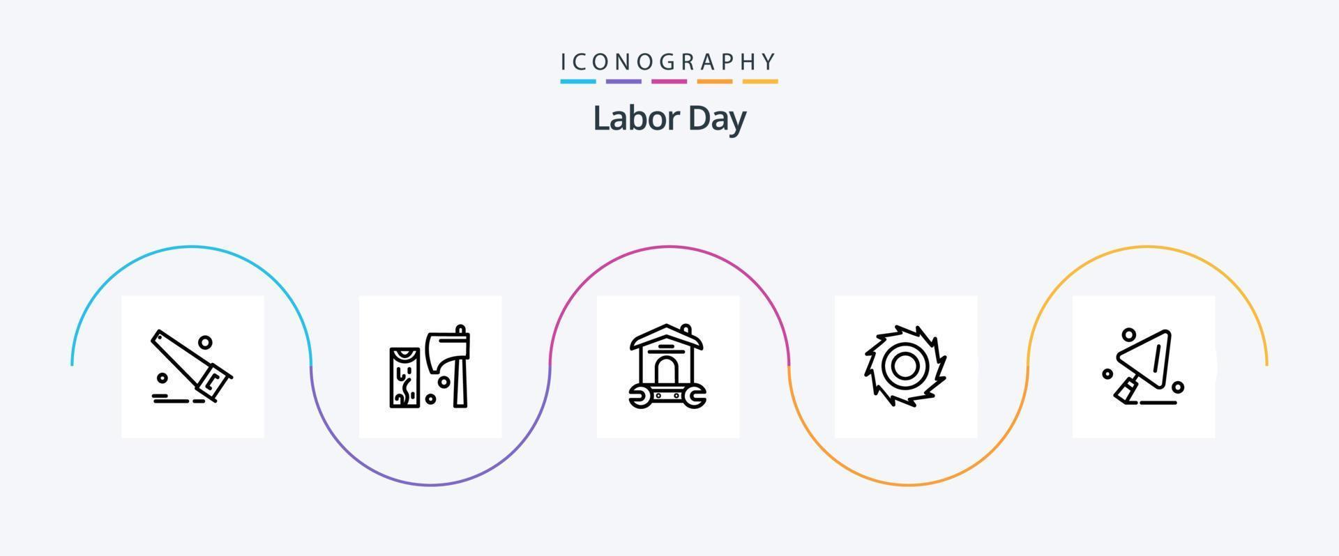 Labor Day Line 5 Icon Pack Including cutter . wrench. tool . tool . household vector
