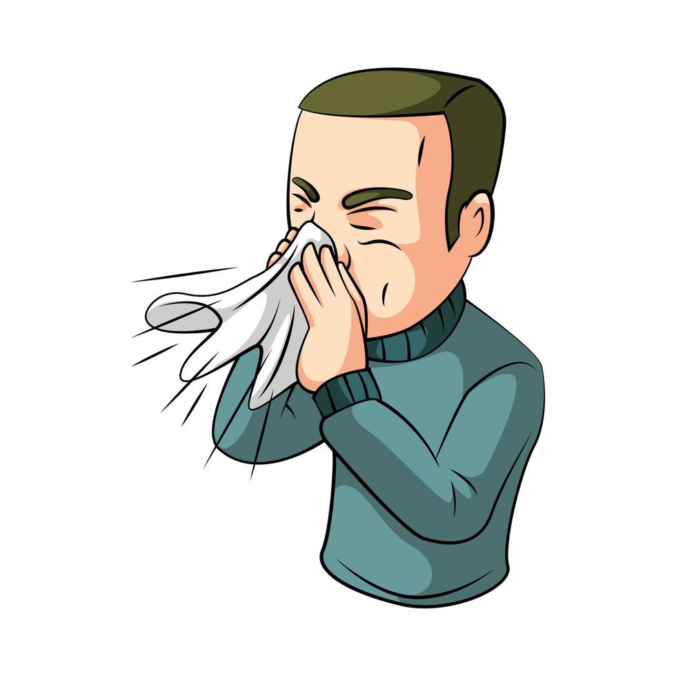 Sneezing Man Illustration vector