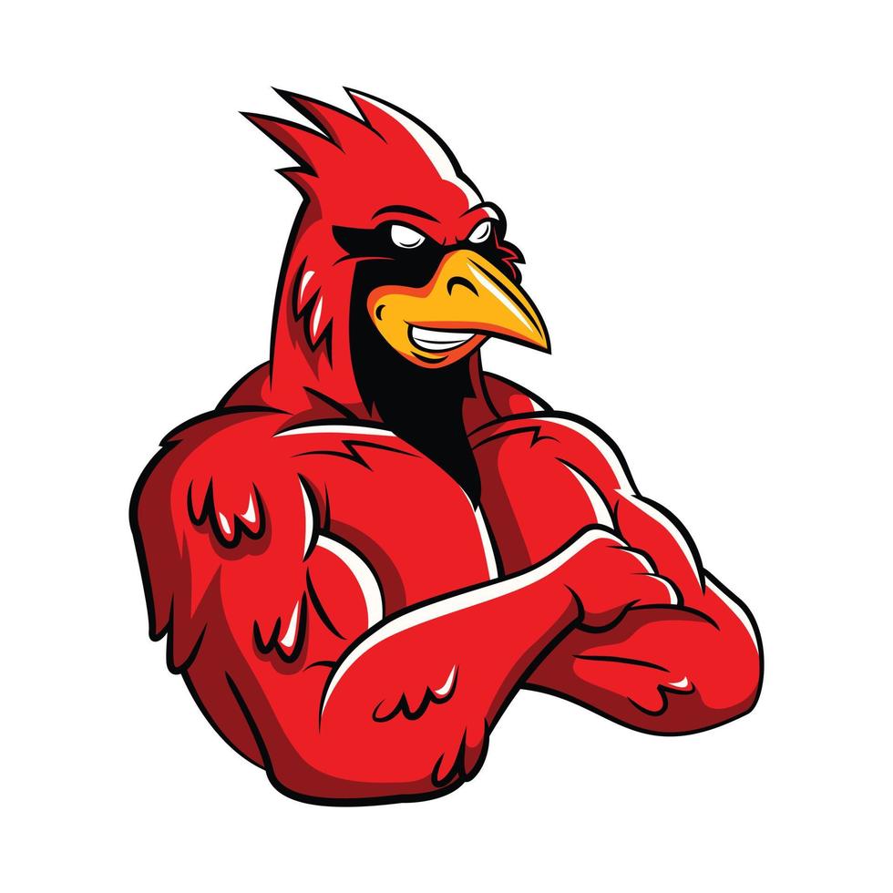 Strong Cardinal Bird Mascot Illustration vector