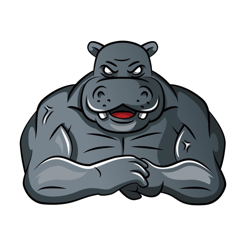 Strong Hippo Mascot Illustration vector
