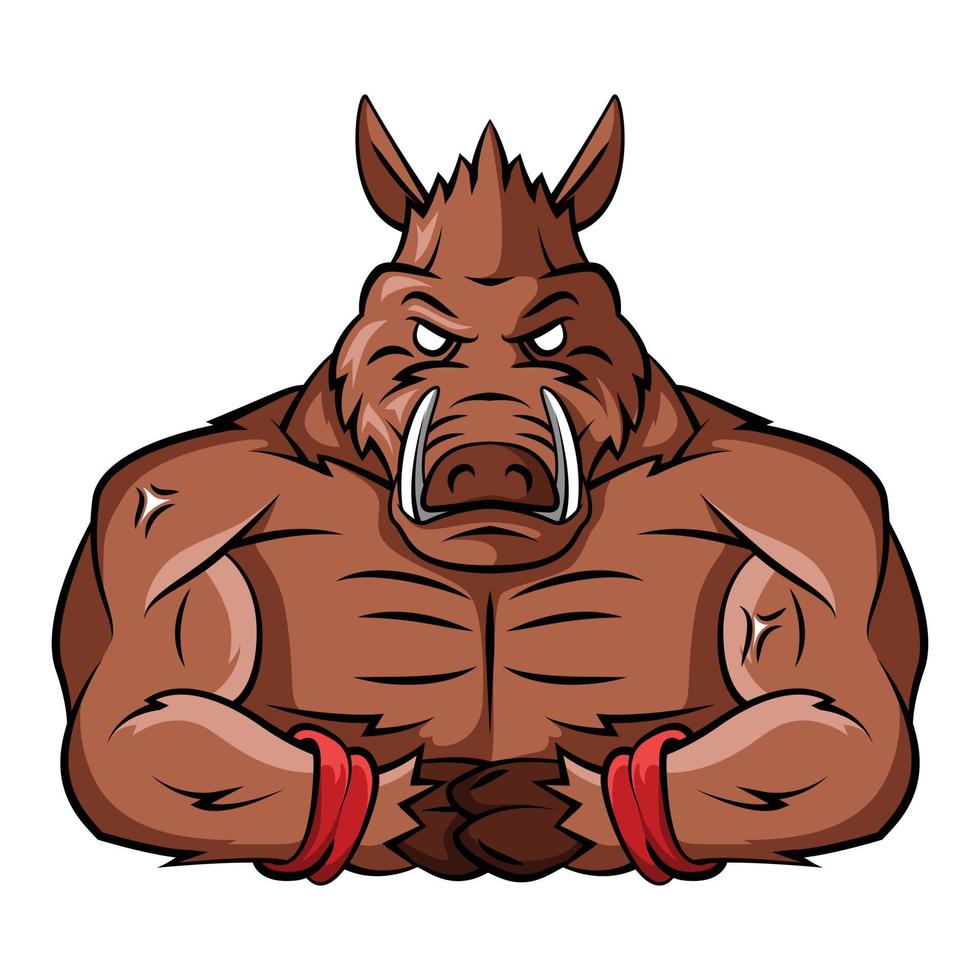 Strong Wild Boar Mascot vector