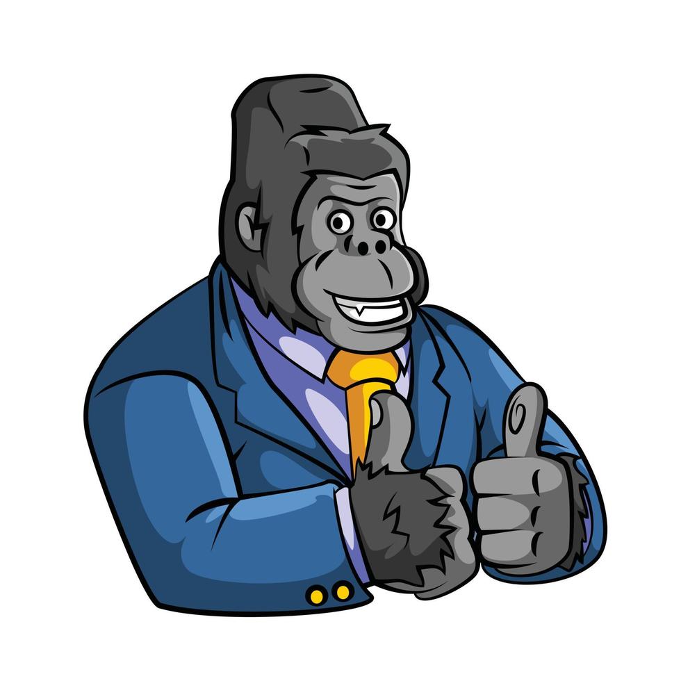 hombre de negocios gorila firmar pulgar arriba vector