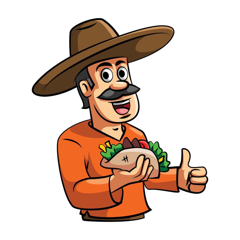 Chef Taco Sign Thumb Up Vector