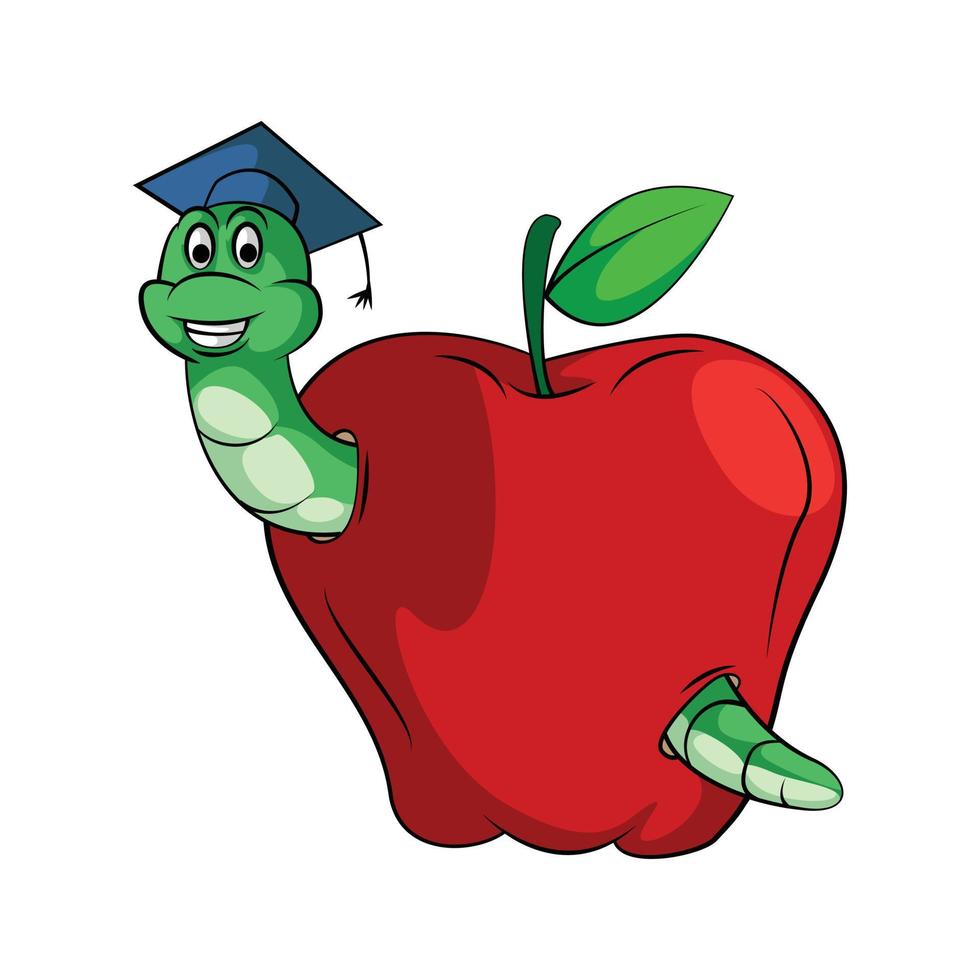 oruga en la ilustración de la manzana vector