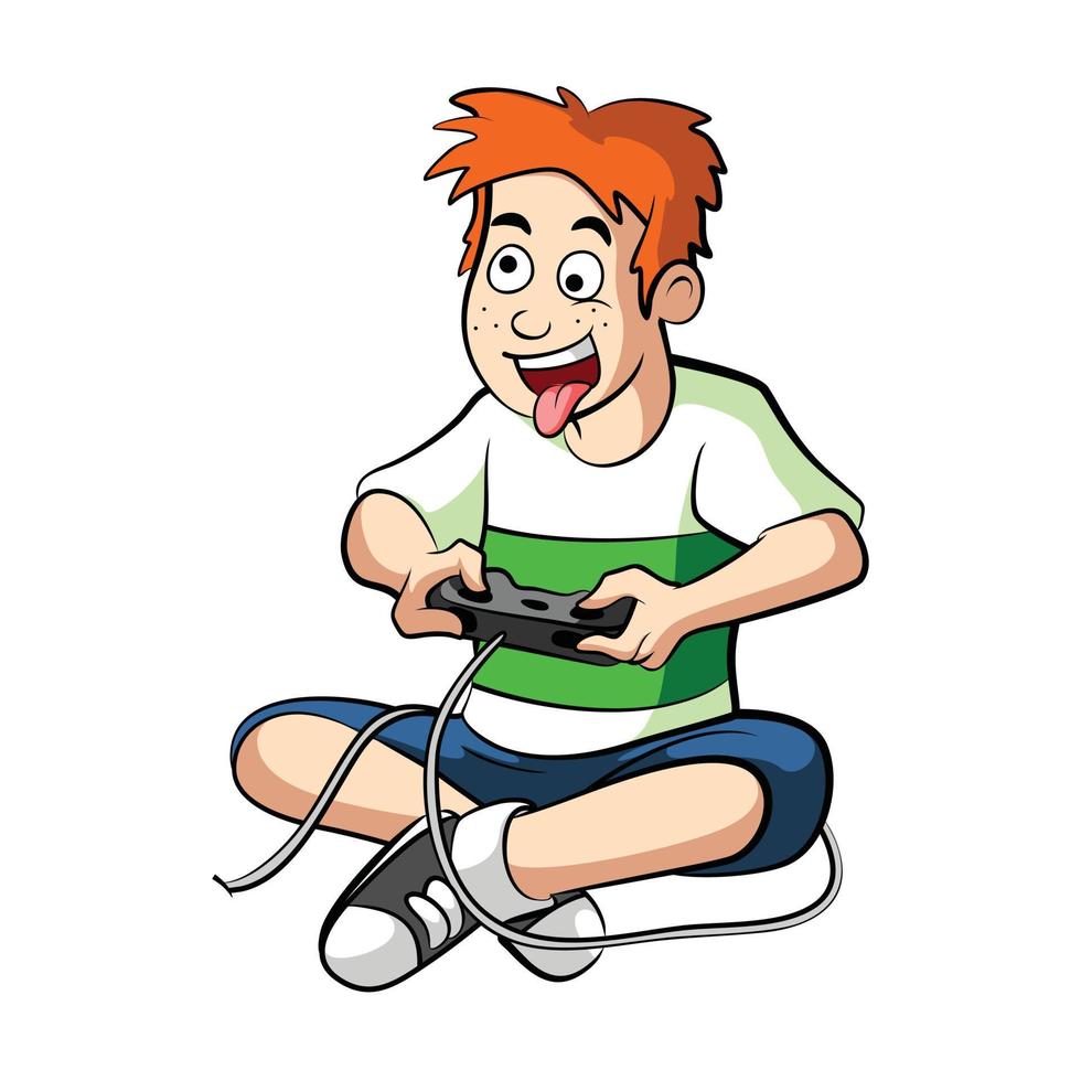 Gamer Boy Illustration Design vector