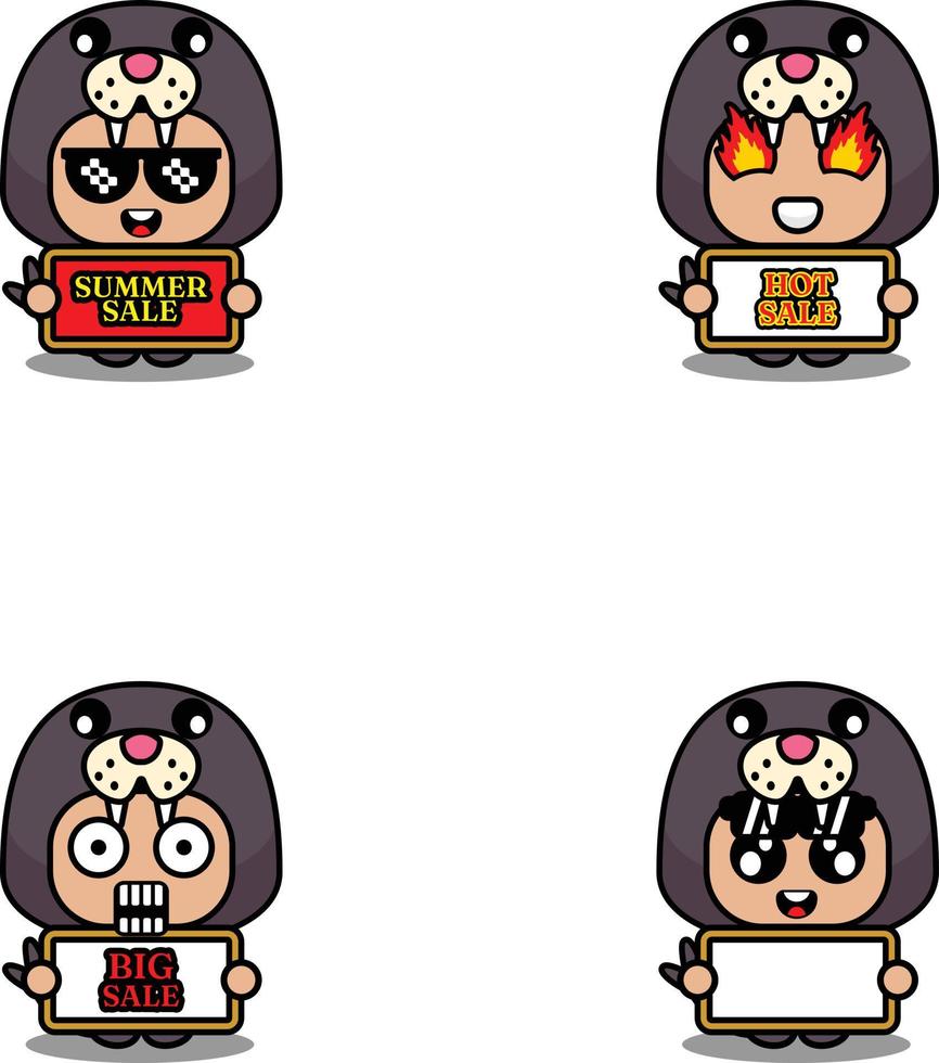 vector cute cartoon character seal animal mascot costume set summer sale bundle collection