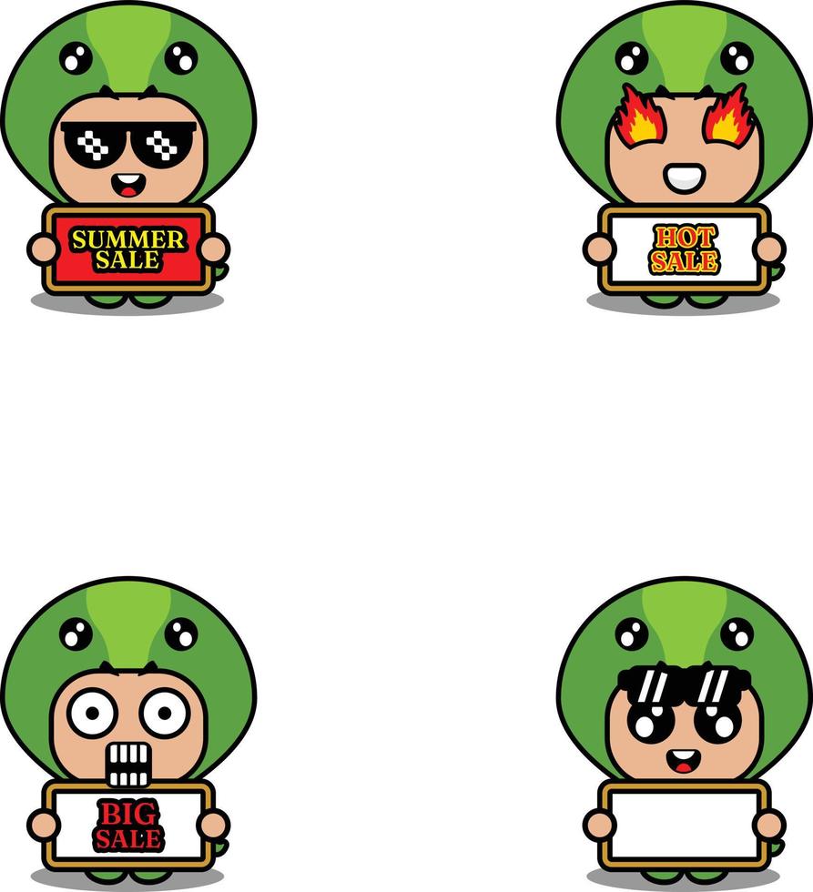 vector cute cartoon character snake animal mascot costume set summer sale bundle collection