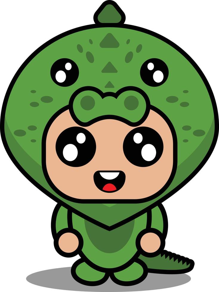 cartoon character vector illustration of cute crocodile animal mascot costume
