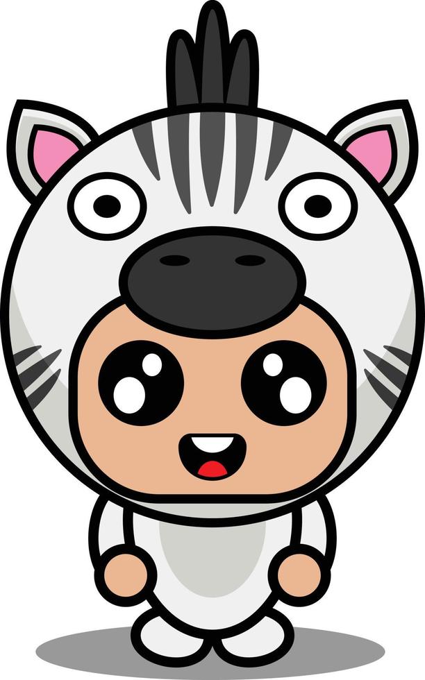 personaje de dibujos animados ilustración vectorial de lindo disfraz de mascota animal cebra vector