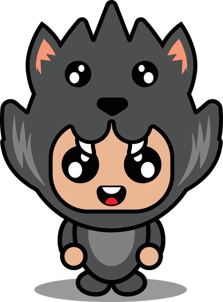 personaje de dibujos animados ilustración vectorial de lindo traje de mascota animal lobo vector