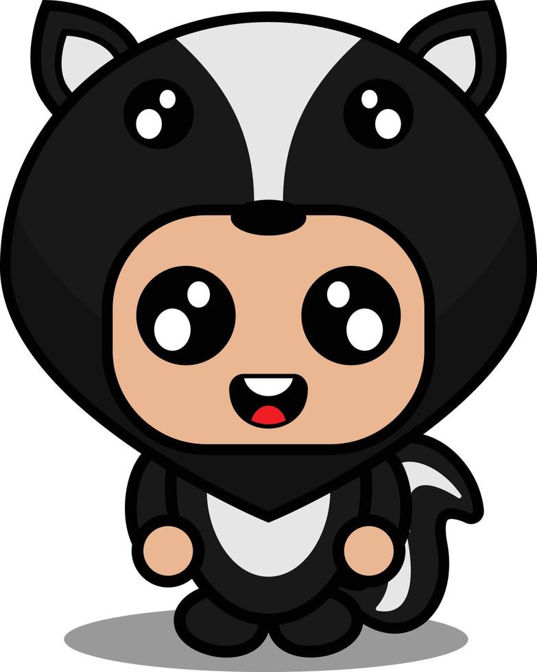 personaje de dibujos animados ilustración vectorial de lindo disfraz de mascota animal mofeta vector