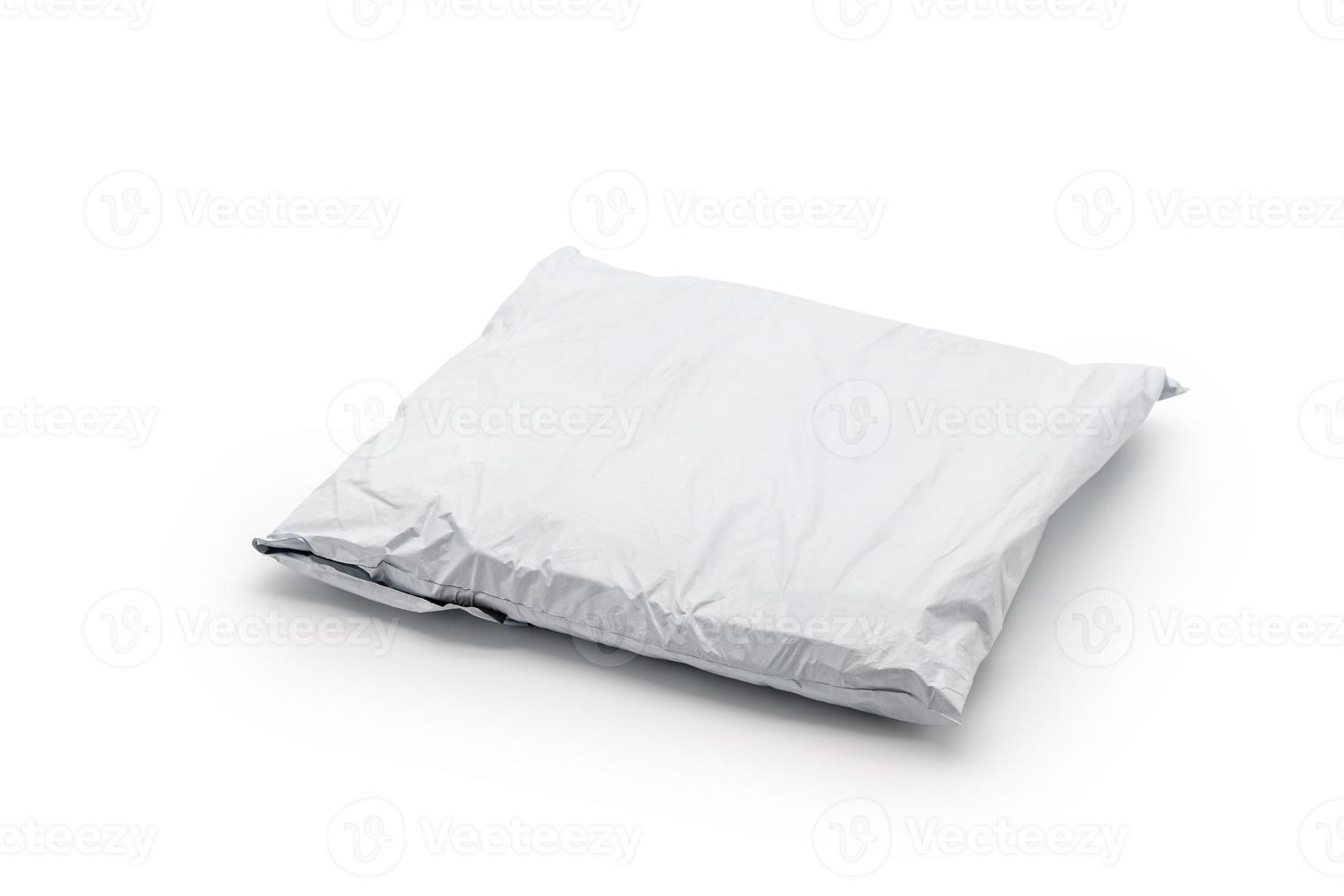 Isolated Postal Package from shopping online, is delivered to the buyer. It's shot in the studio light in front of white background. Clipping Paths. photo