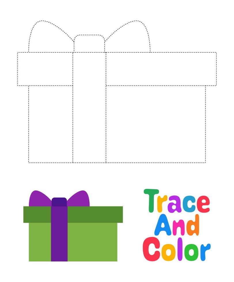 Gift Box tracing worksheet for kids vector