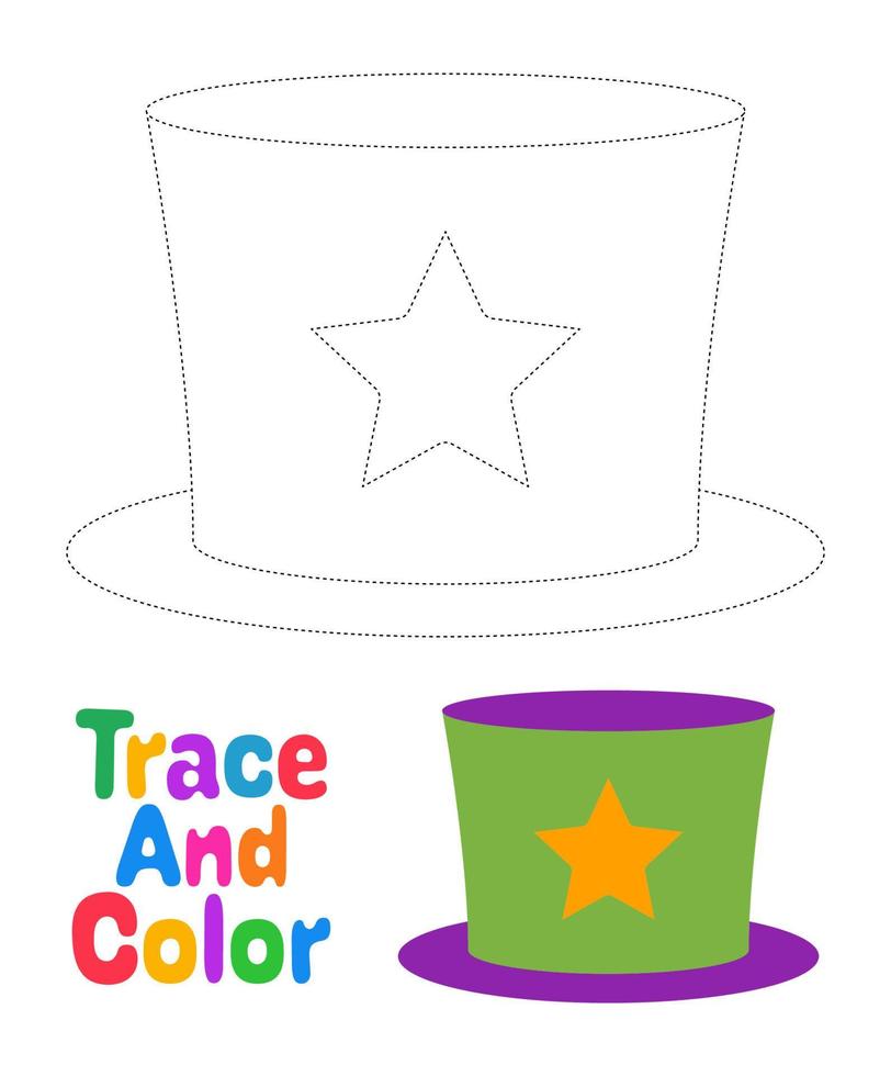 Carnival Hat tracing worksheet for kids vector