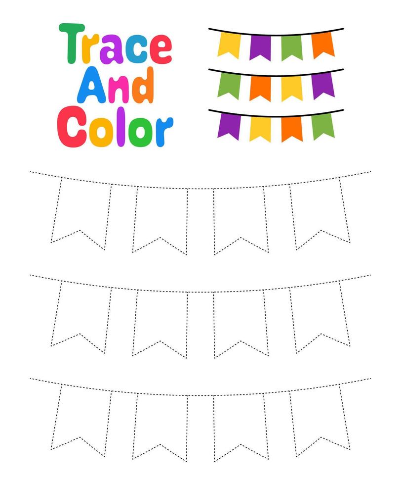 Garland tracing worksheet for kids vector