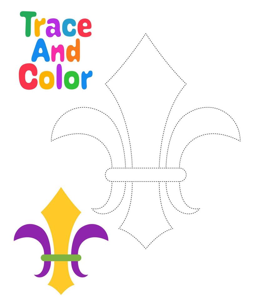 Fleur De Lis tracing worksheet for kids vector