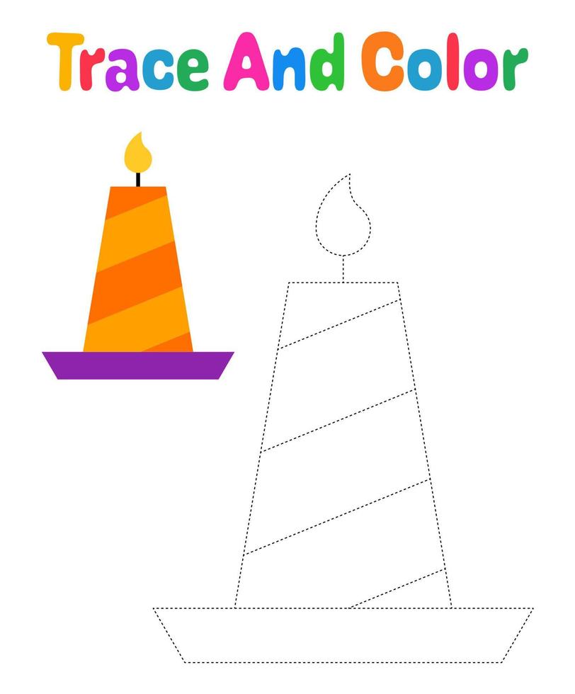 Candle tracing worksheet for kids vector