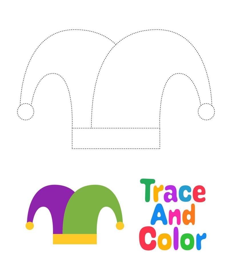 Carnival Hat tracing worksheet for kids vector