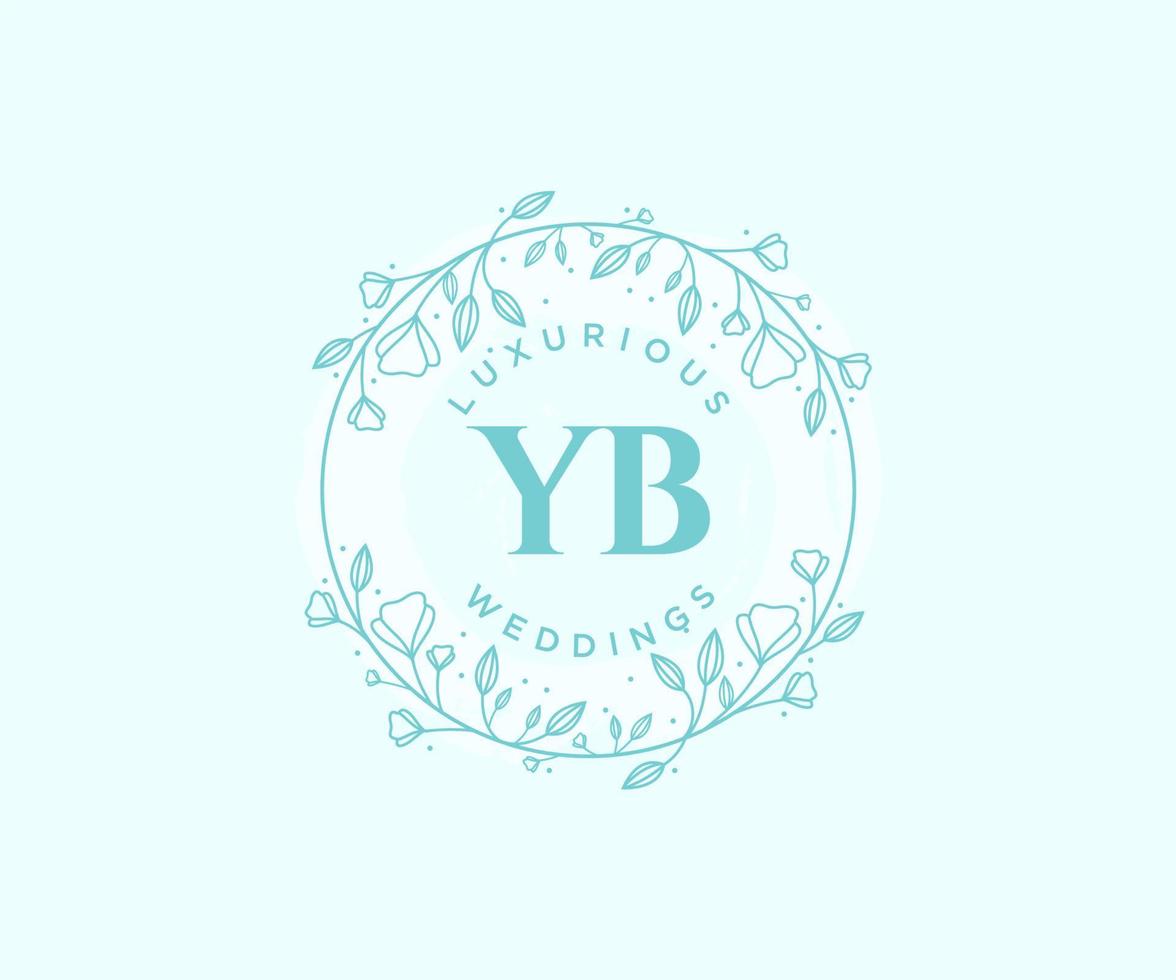 YB Initials letter Wedding monogram logos template, hand drawn modern minimalistic and floral templates for Invitation cards, Save the Date, elegant identity. vector