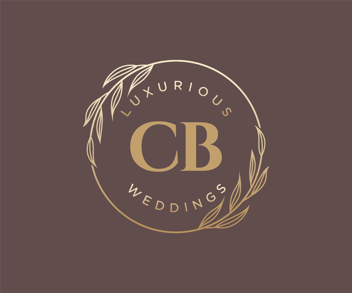 CB Initials letter Wedding monogram logos template, hand drawn modern minimalistic and floral templates for Invitation cards, Save the Date, elegant identity. vector