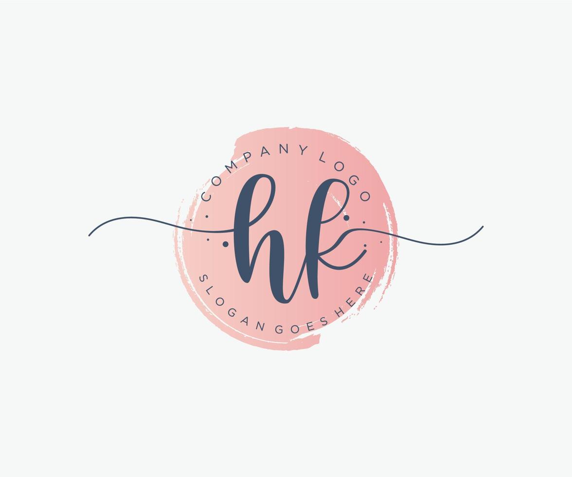 Initial HK feminine logo. Usable for Nature, Salon, Spa, Cosmetic and Beauty Logos. Flat Vector Logo Design Template Element.