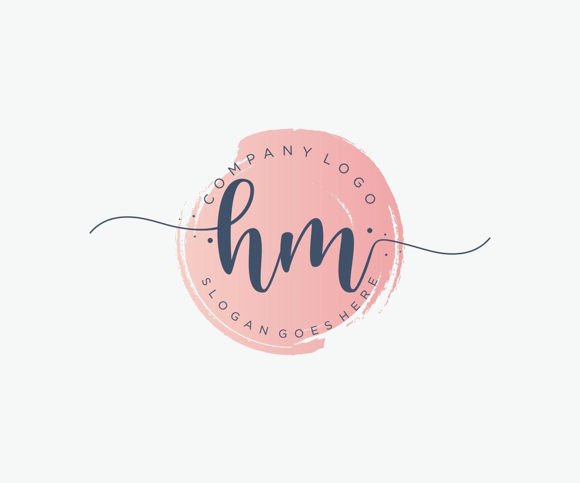 Initial HM feminine logo. Usable for Nature, Salon, Spa, Cosmetic and Beauty Logos. Flat Vector Logo Design Template Element.