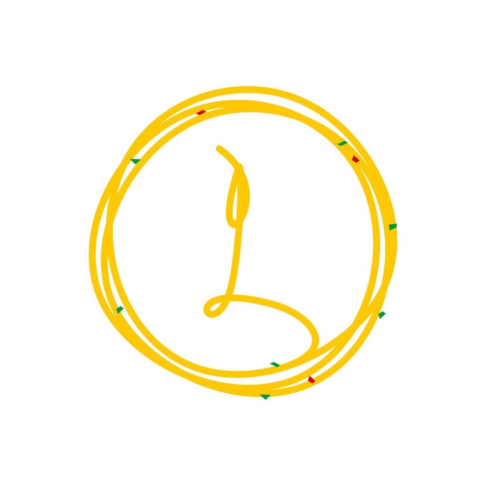 Initial I Circle Noodle Logo vector