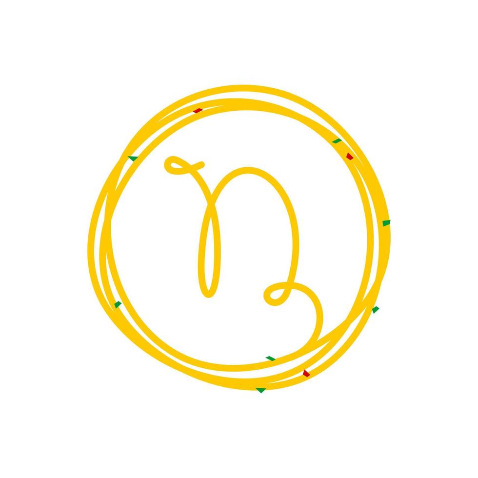 Initial N Circle Noodle Logo vector