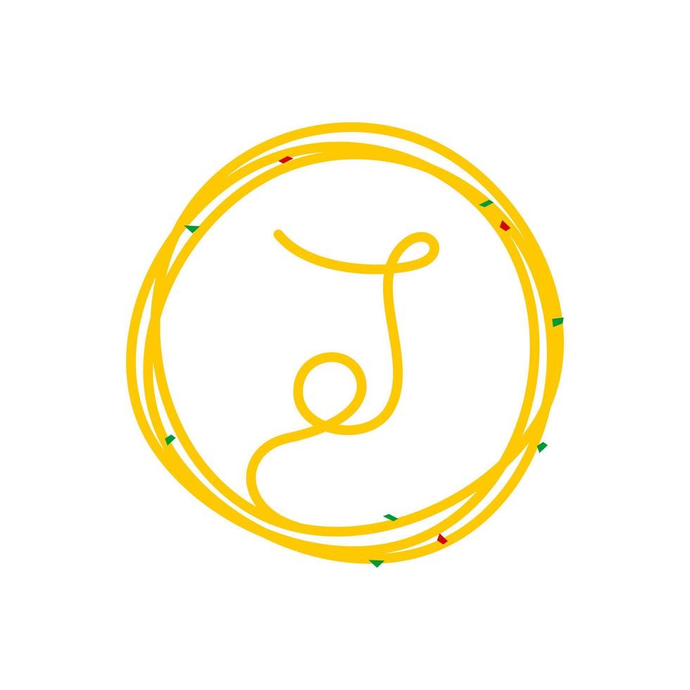 Initial J Circle Noodle Logo vector