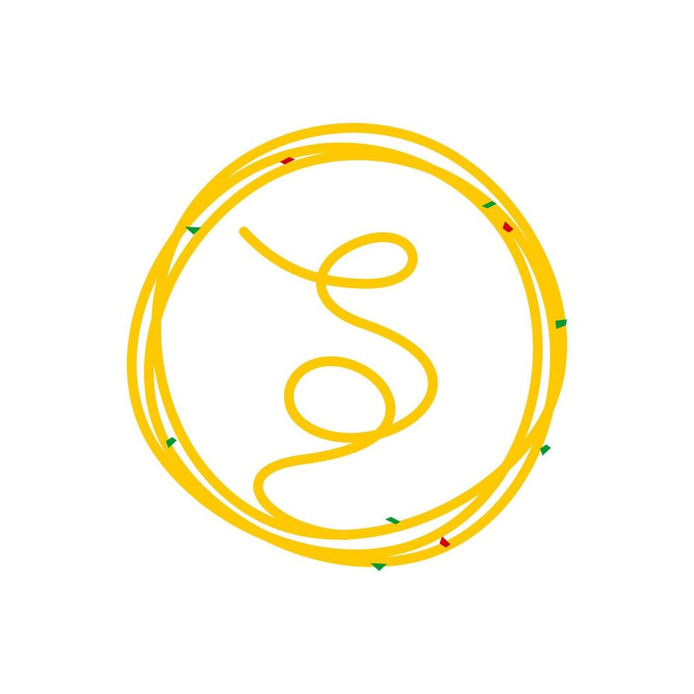 logotipo de fideos de círculo inicial s vector