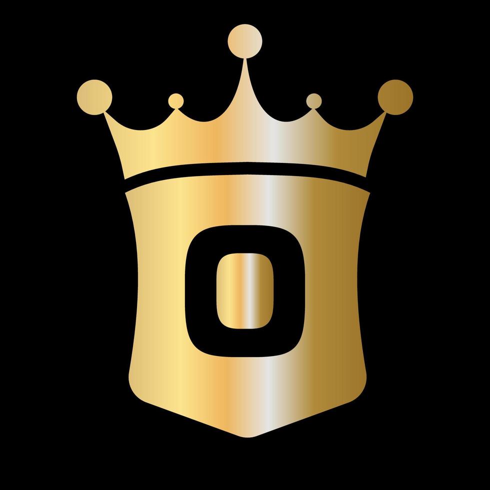 Letter O Crown and Shield Logo Vector Template with Luxury Concept Symbol