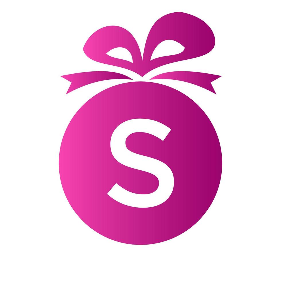 logotipo de la caja de regalo de la letra s. plantilla de elemento de logotipo de celebración de icono de caja de regalo vector
