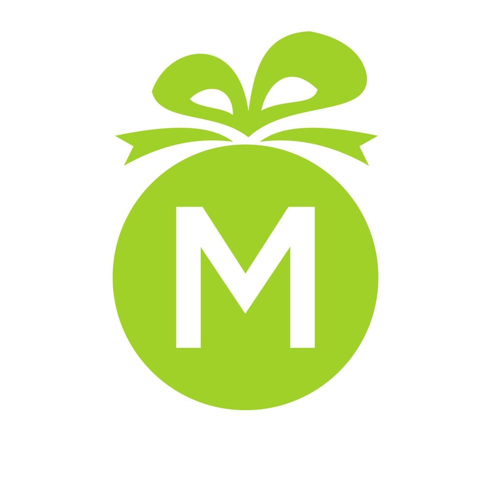Letter M Gift Box Logo. Giftbox Icon Celebration Logo Element Template vector