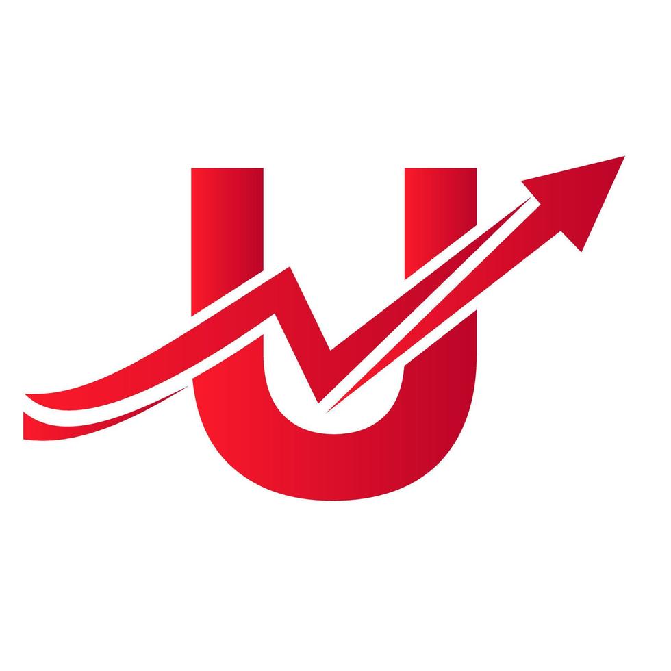 Letter U Financial Logo With Growth Arrow. Economy Logo Sign On Alphabet vector