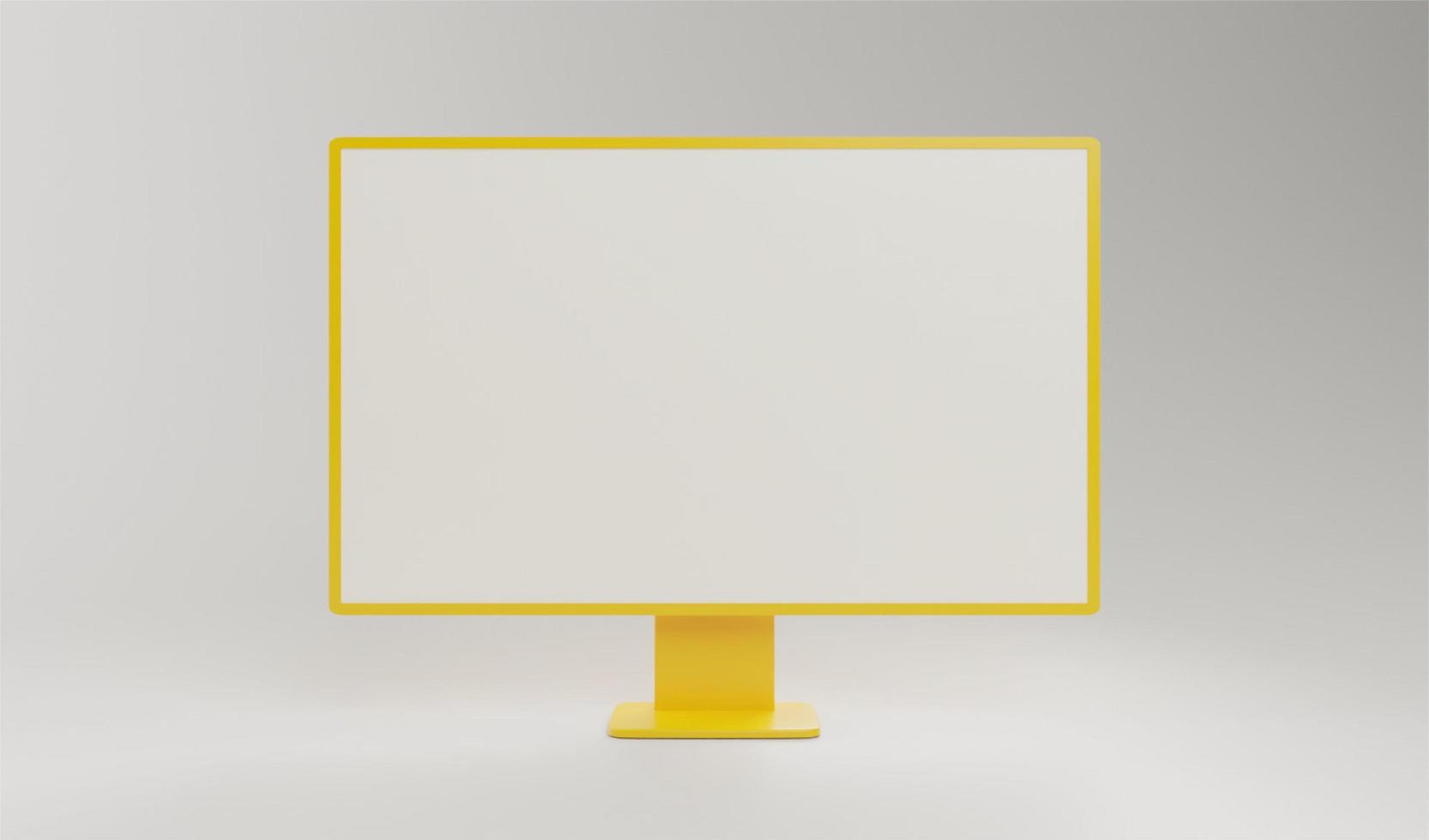 3d render computer desktop monitor display with white blank screen and copy space concept illustration photo